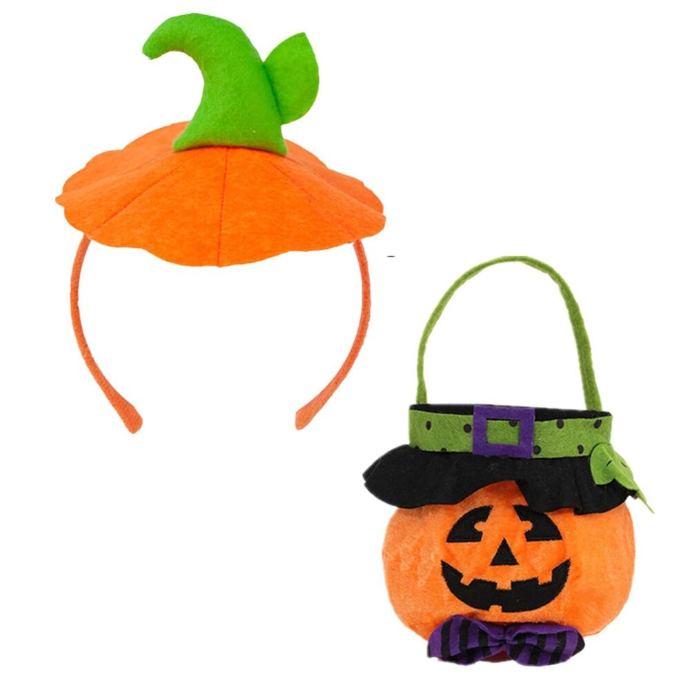 7296 Halloween Pumpkin Tutu Costume Set With Pumpkin Headband